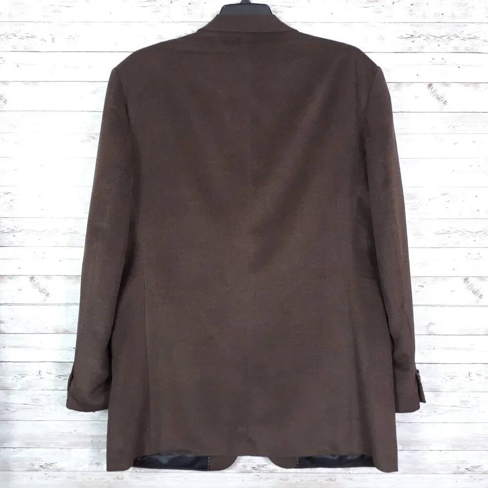 FR Tripler Mens 3 Button Sport Coat Jacket 44L Cashmere Feel Brown 682A